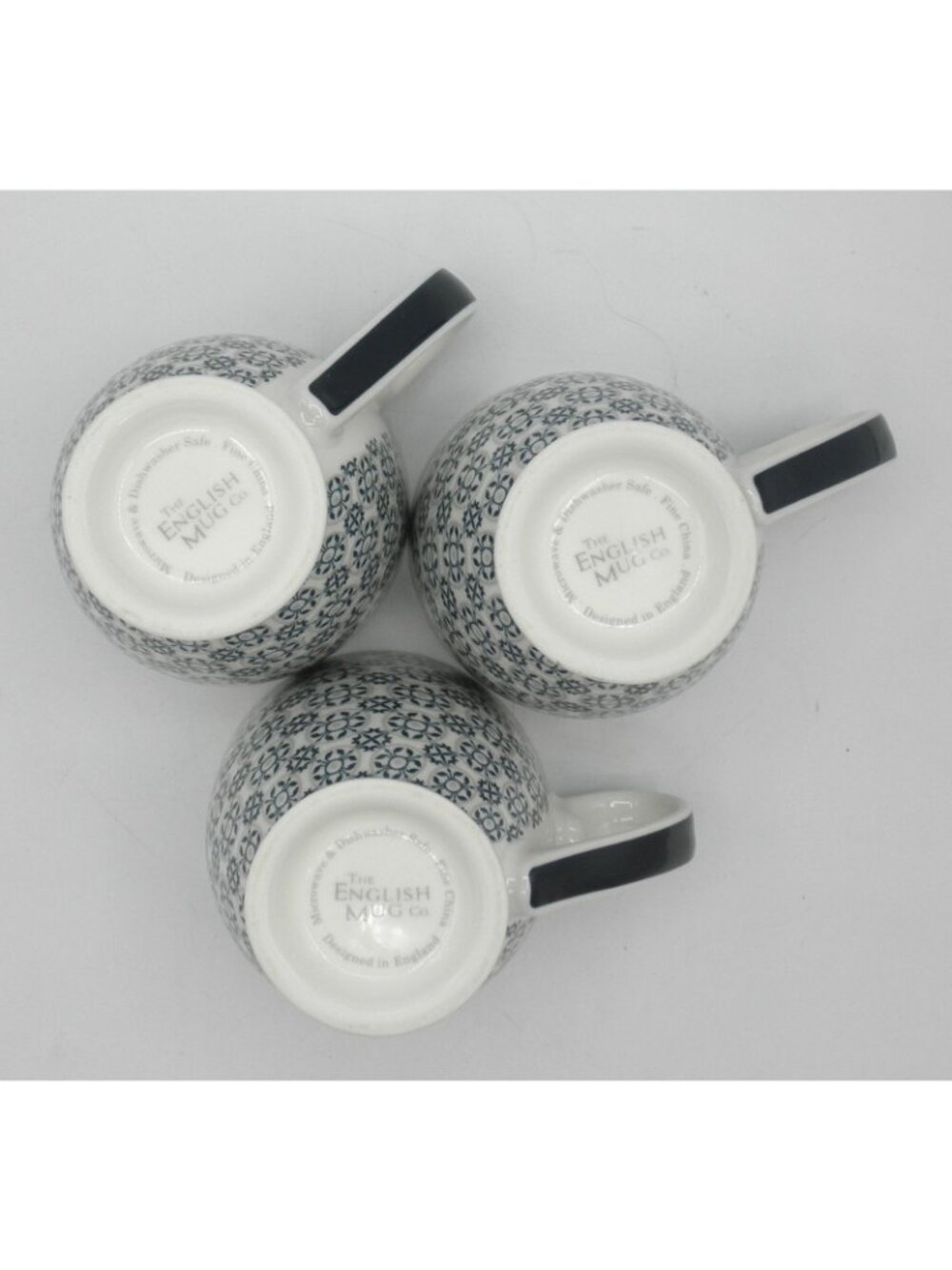 The English Mug Company Coffee Tea Cups Geometric Florals Design 12 Oz. SET OF 3 - Picture 6 of 8